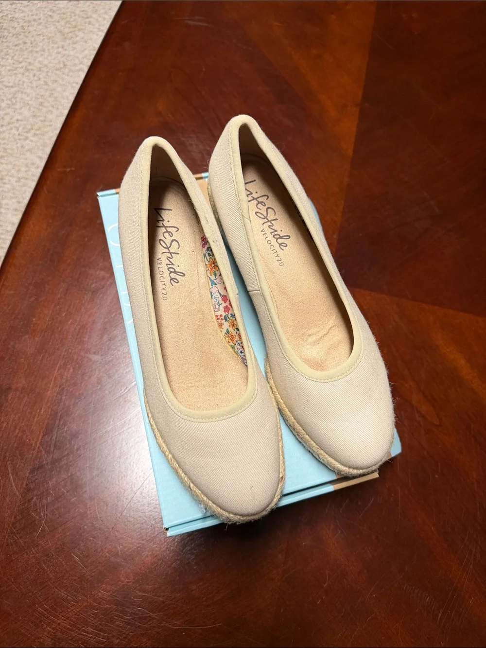 Life Stride Neutral Canvas Espadrille Flats - Beige